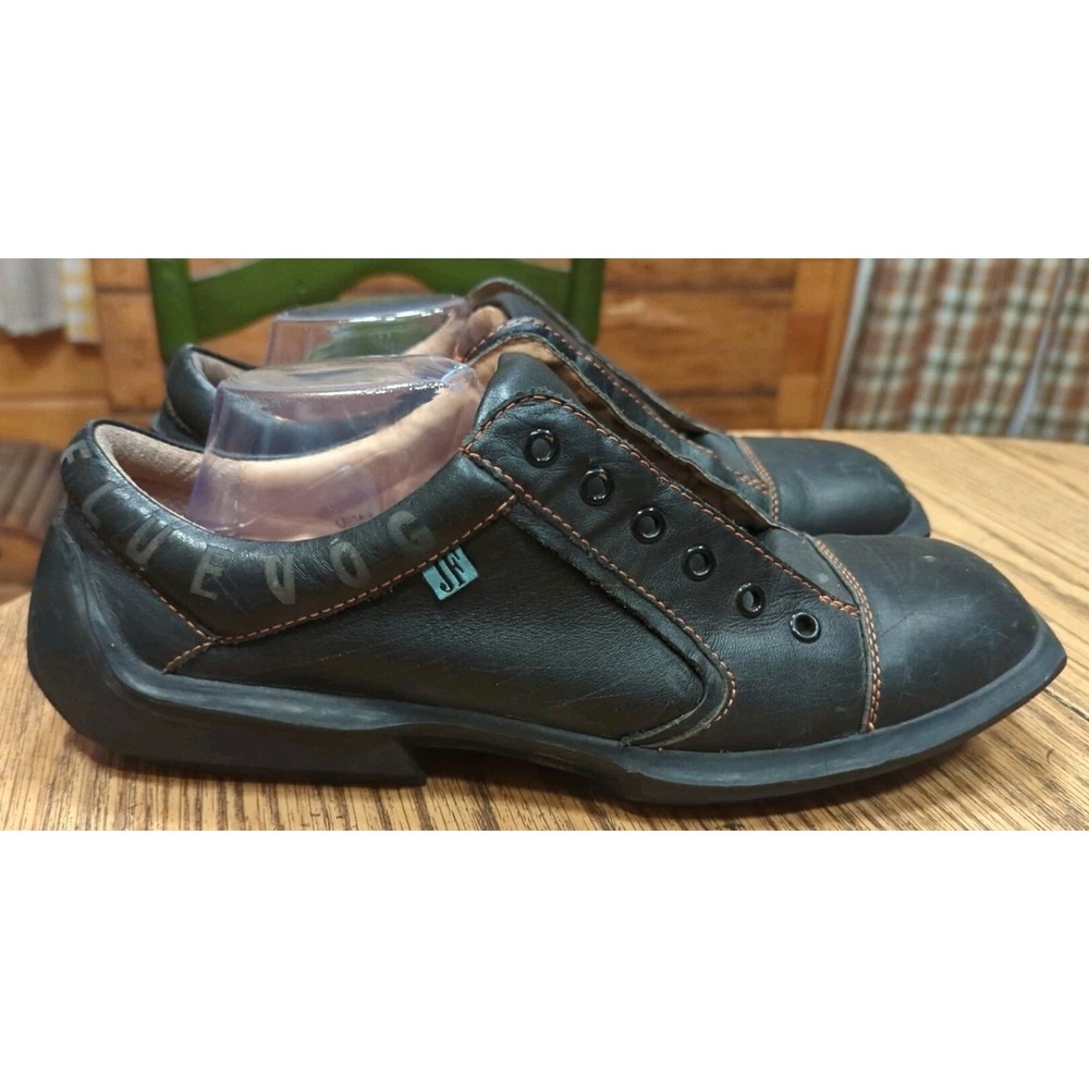 Vintage John Fluevog Men's Black Square Toe Leather Shoe Size 11 **NEEDS LACES*"